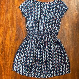 Arizona Girls Shortsleeved Dress - Navy Birds Size M/8